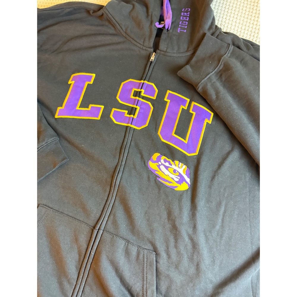 Colosseum LSU Tigers Full Zip Hoodie Mens 3X Black Purple Gold Big & Tall Logo